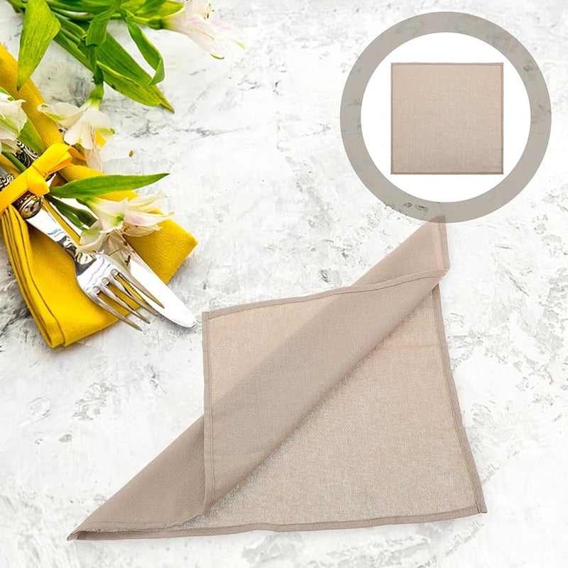 Linen Cotton Table Napkins 40X40 Cm Solid Khaki Heat Resistant Dining Restaurant Banquet - Image 4